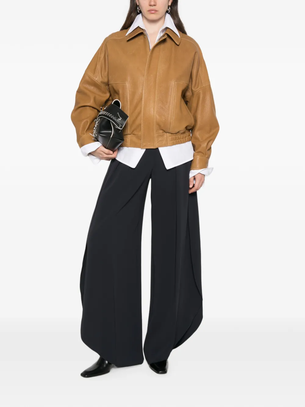 Max Mara Palazzo plooibroek met wijde pijpen Zwart