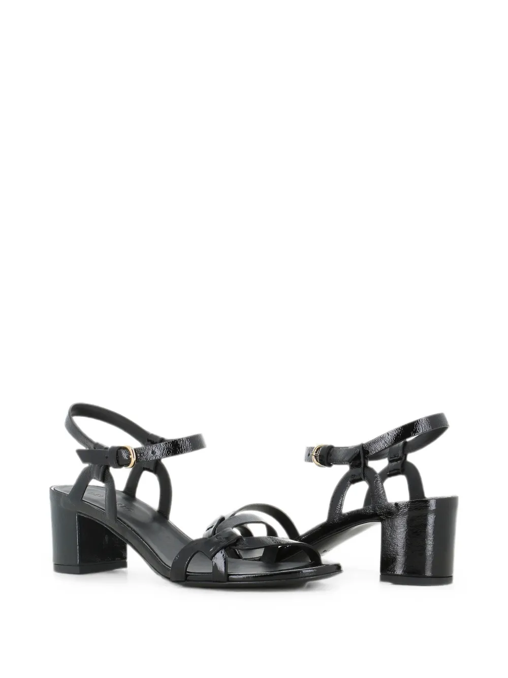 Del Carlo Betty patent-leather buckled sandals Zwart