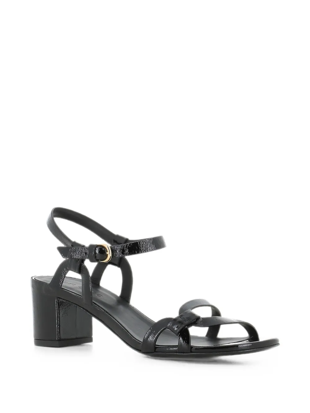Del Carlo Betty patent-leather buckled sandals Zwart