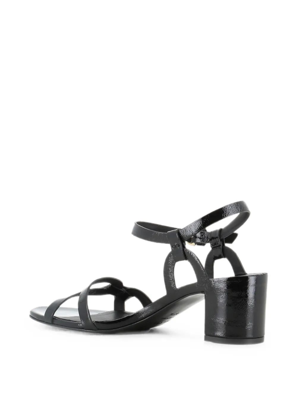 Del Carlo Betty patent-leather buckled sandals Zwart