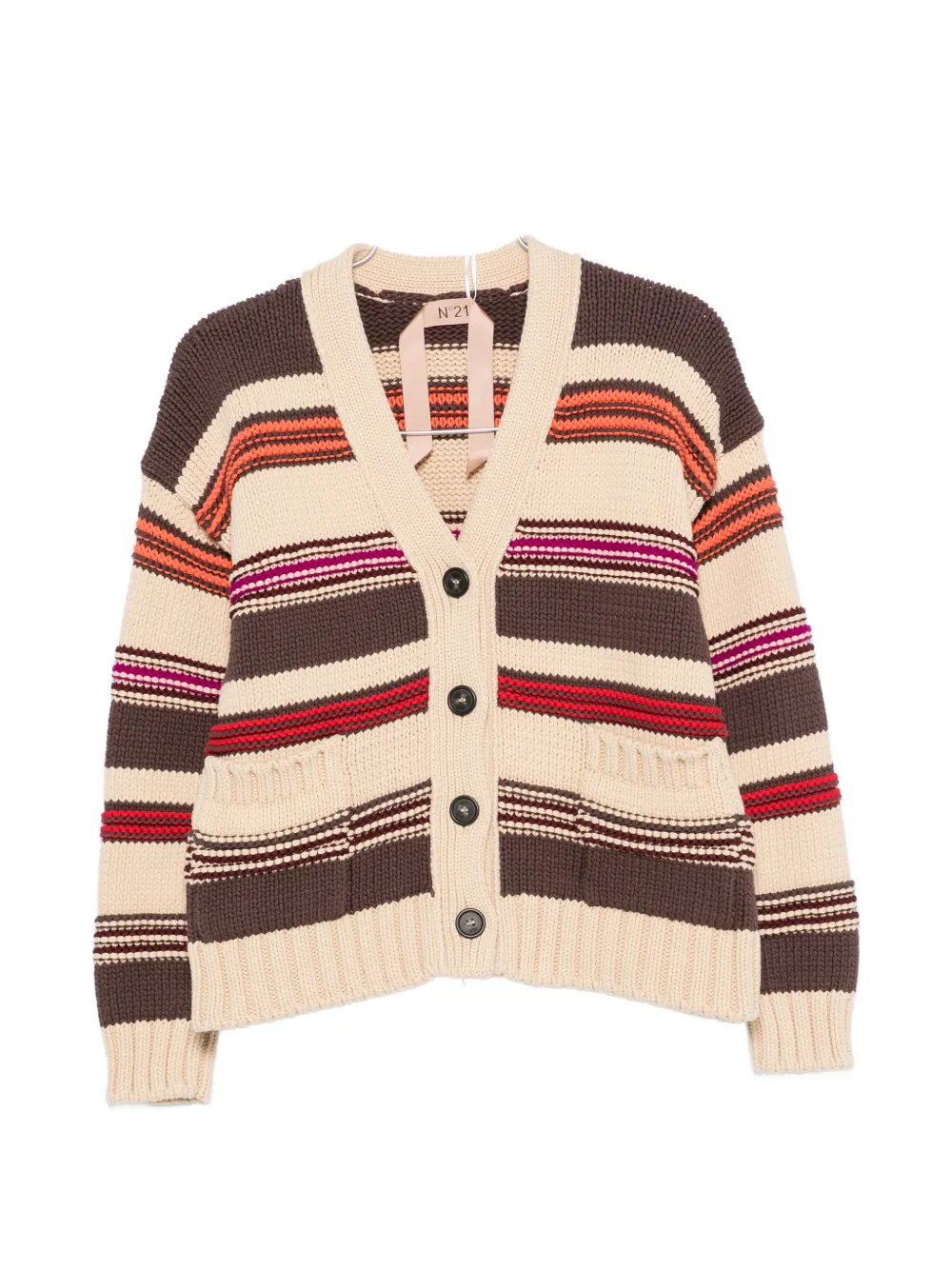 Nº21 striped-pattern cardigan - Toni neutri
