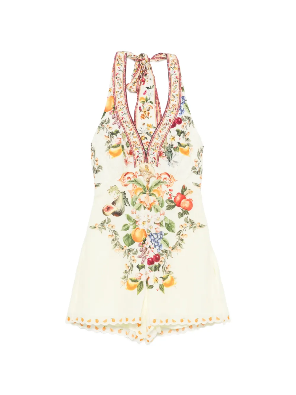 Camilla floral-print V-neck playsuit - Nude