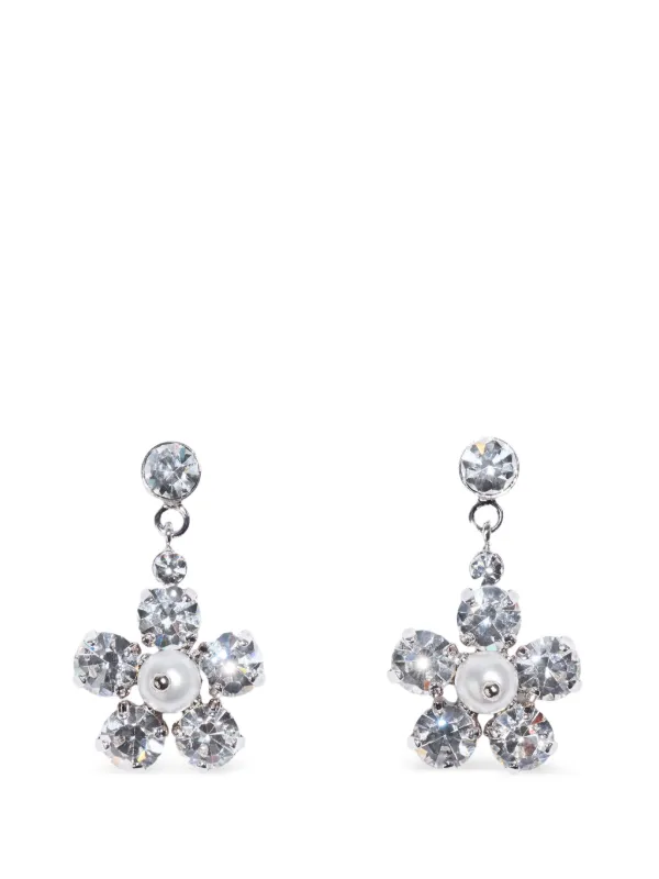 Simone Rocha Daisy-shaped Crystal-embellished Earrings in Silver