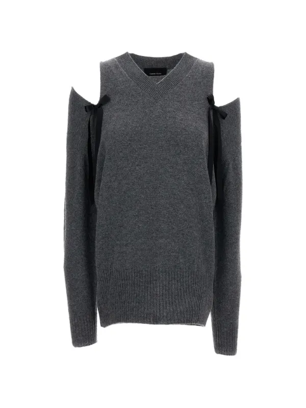 Simone Rocha Cut-out Bow-embellished Sweater in Grey