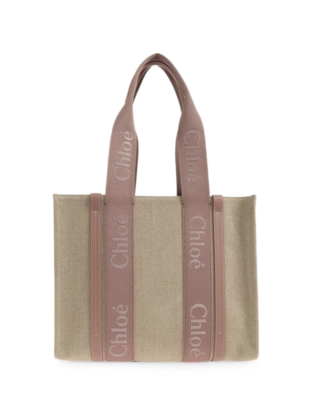 Chloé Woody schoudertas met logodetail Beige