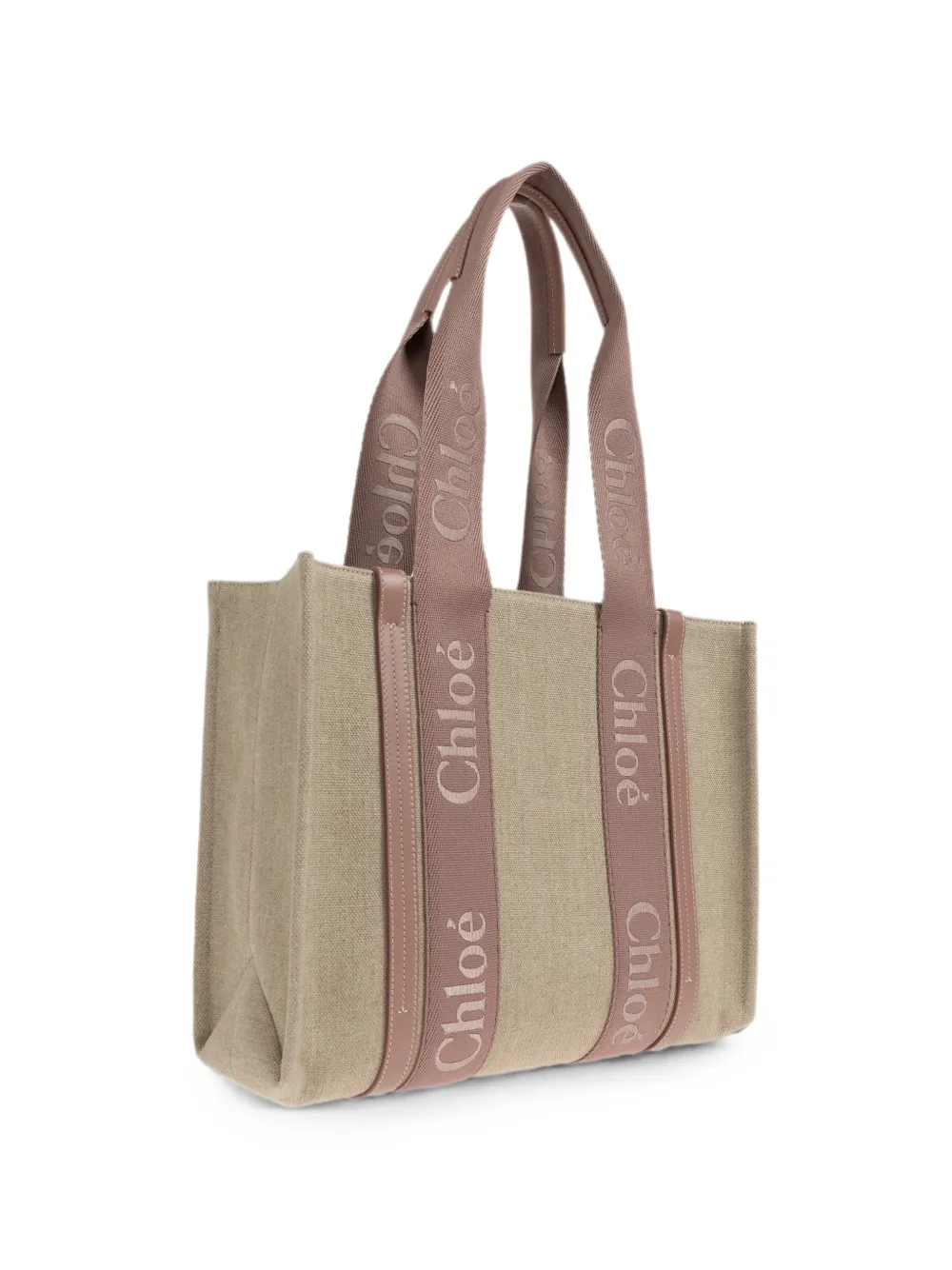 Chloé Woody schoudertas met logodetail Beige
