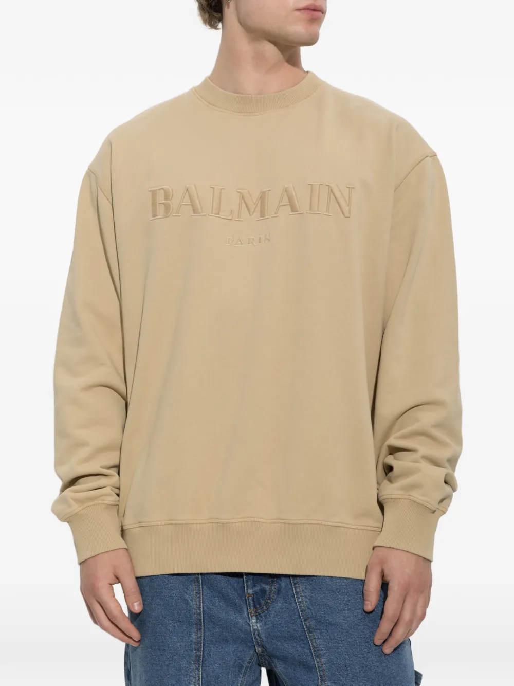 Balmain Sweater met geborduurd logo Beige