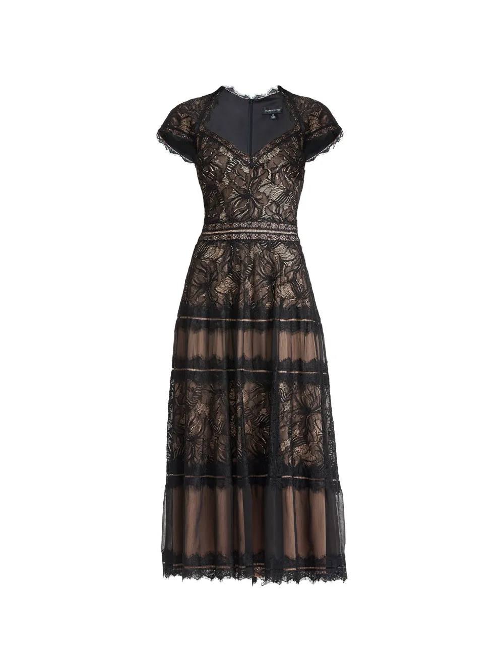 Tadashi Shoji Maelle lace-overlaid tiered midi dress - Schwarz
