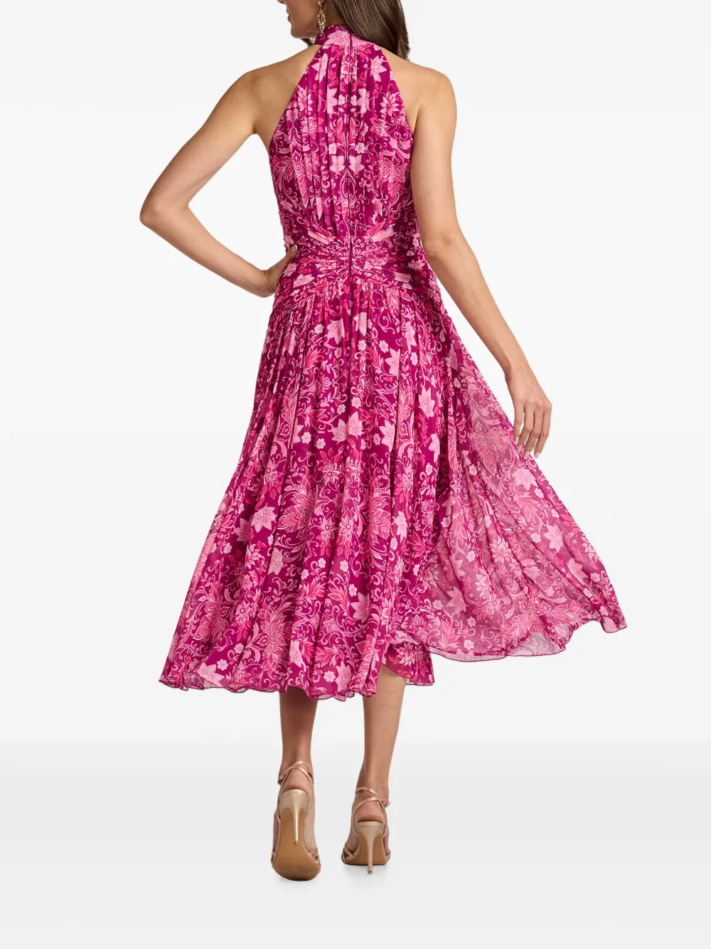 Tadashi Shoji Kyrene midi-jurk met gedraaide taille en bloemenprint Roze