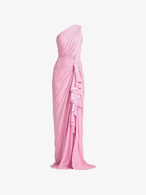 Tadashi Shoji Abito da sera monospalla Lena con ruches