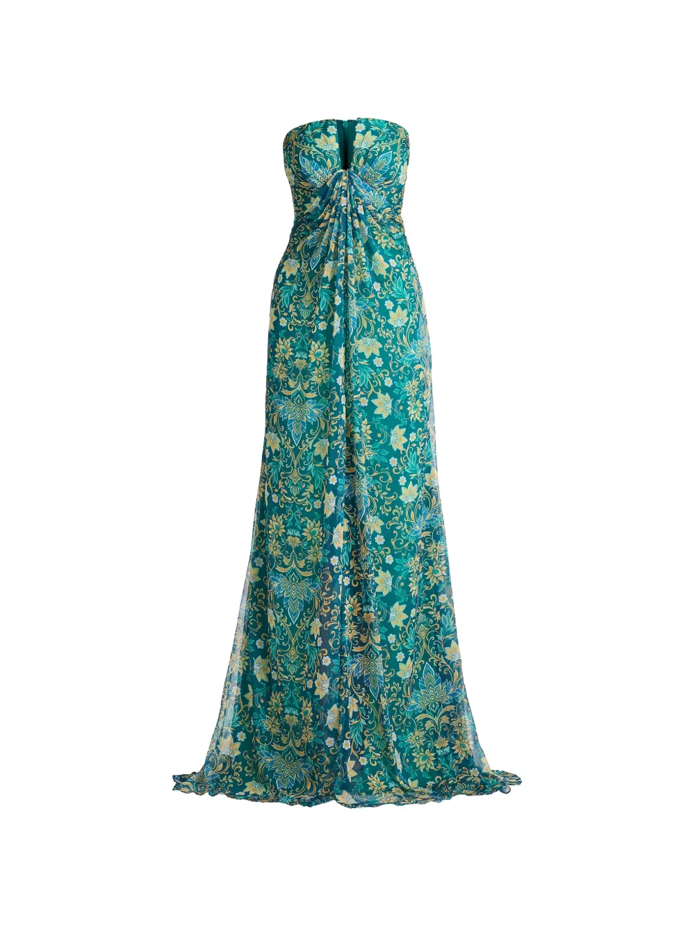 Tadashi Shoji floral-print strapless maxi dress - Green