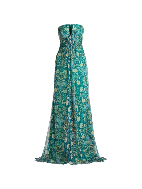 Tadashi Shoji floral-print strapless maxi dress