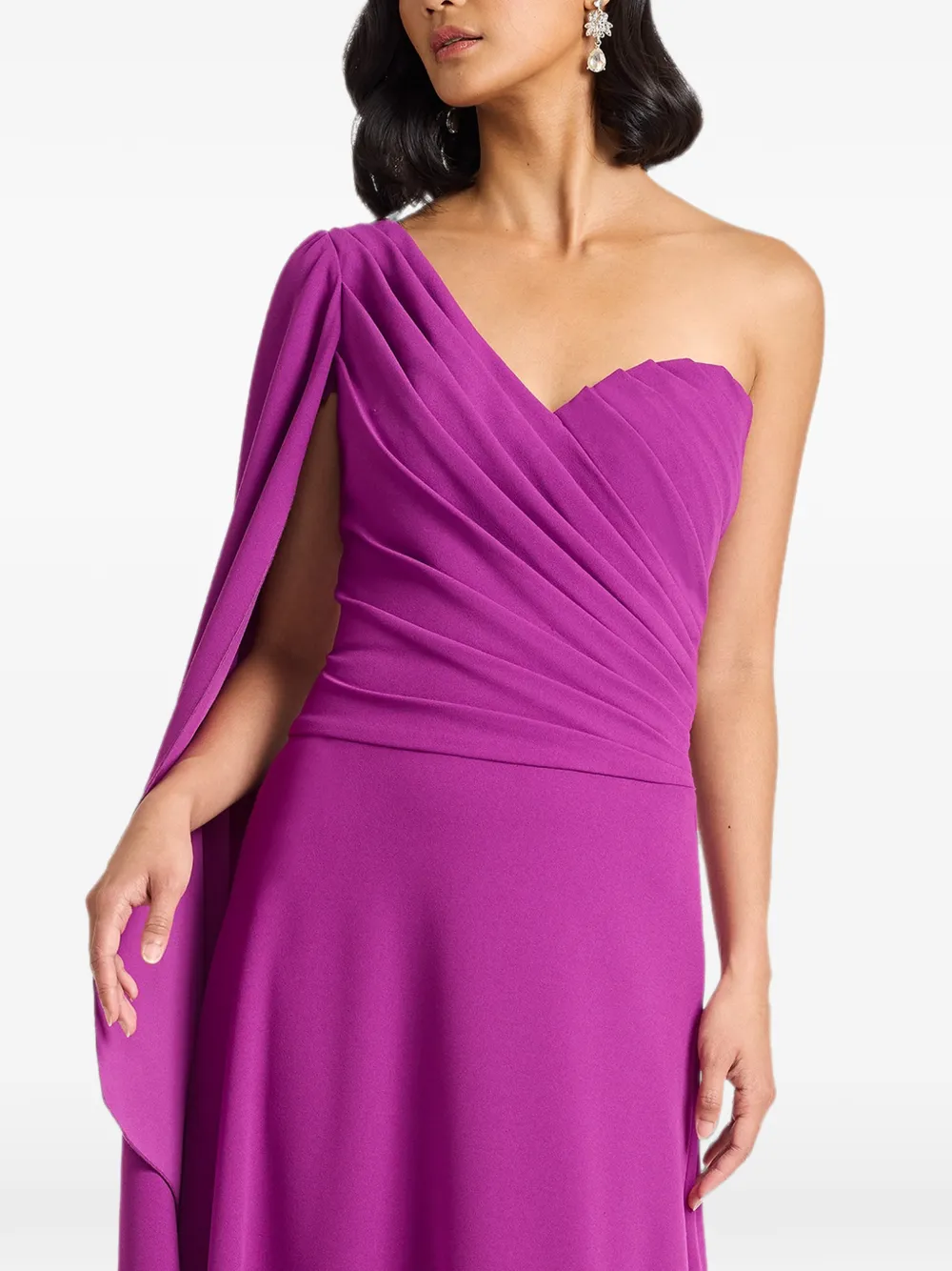 Tadashi Shoji Alney asymmetrische maxi-jurk met gedrapeerde mouwen Paars