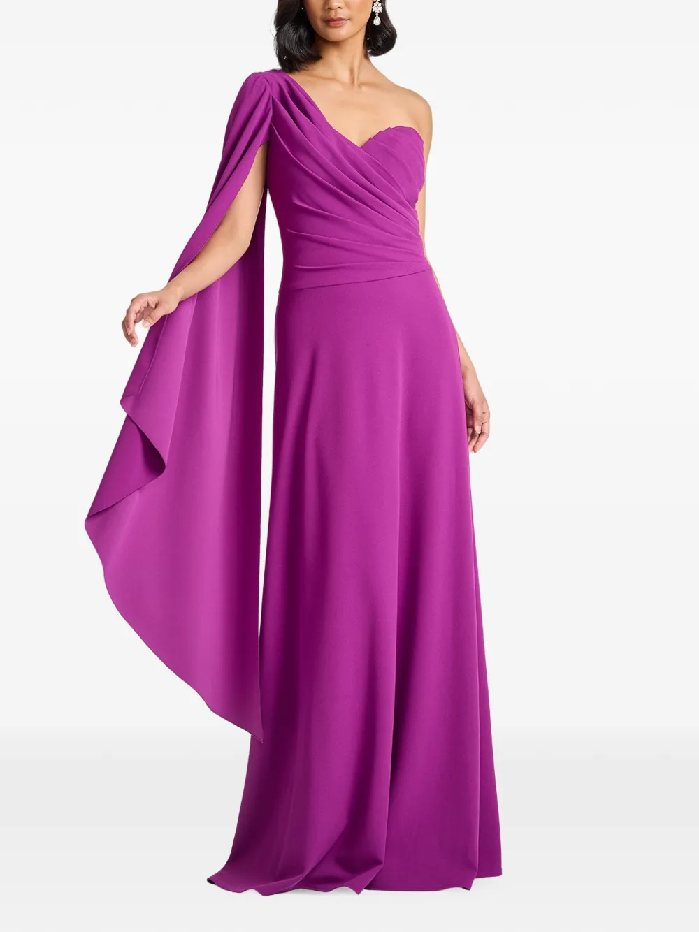Tadashi Shoji Alney asymmetrische maxi-jurk met gedrapeerde mouwen Paars