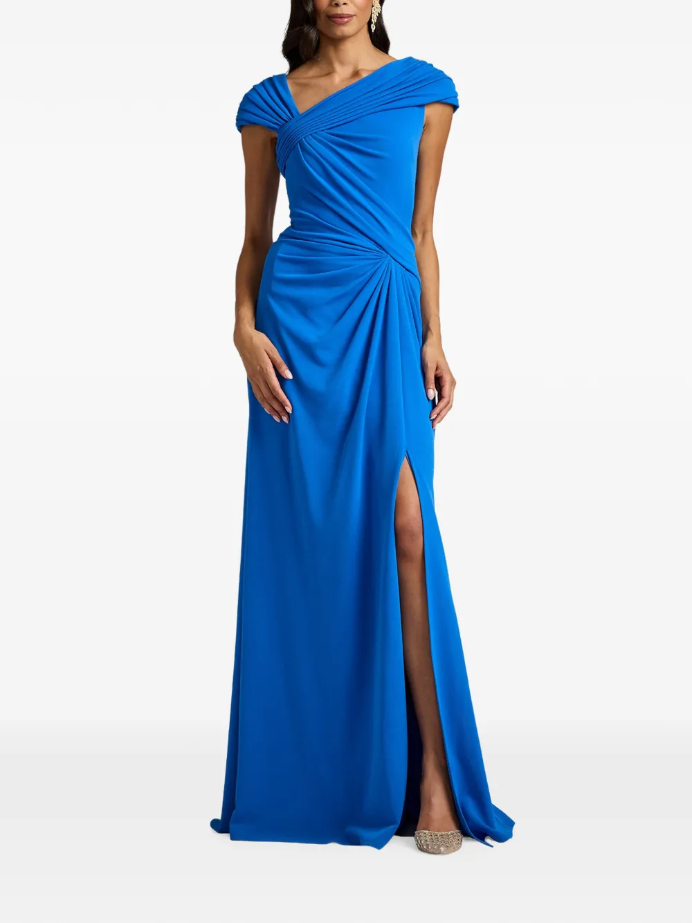 Tadashi Shoji Mireya avondjurk met gedrapeerd detail en ruches Blauw