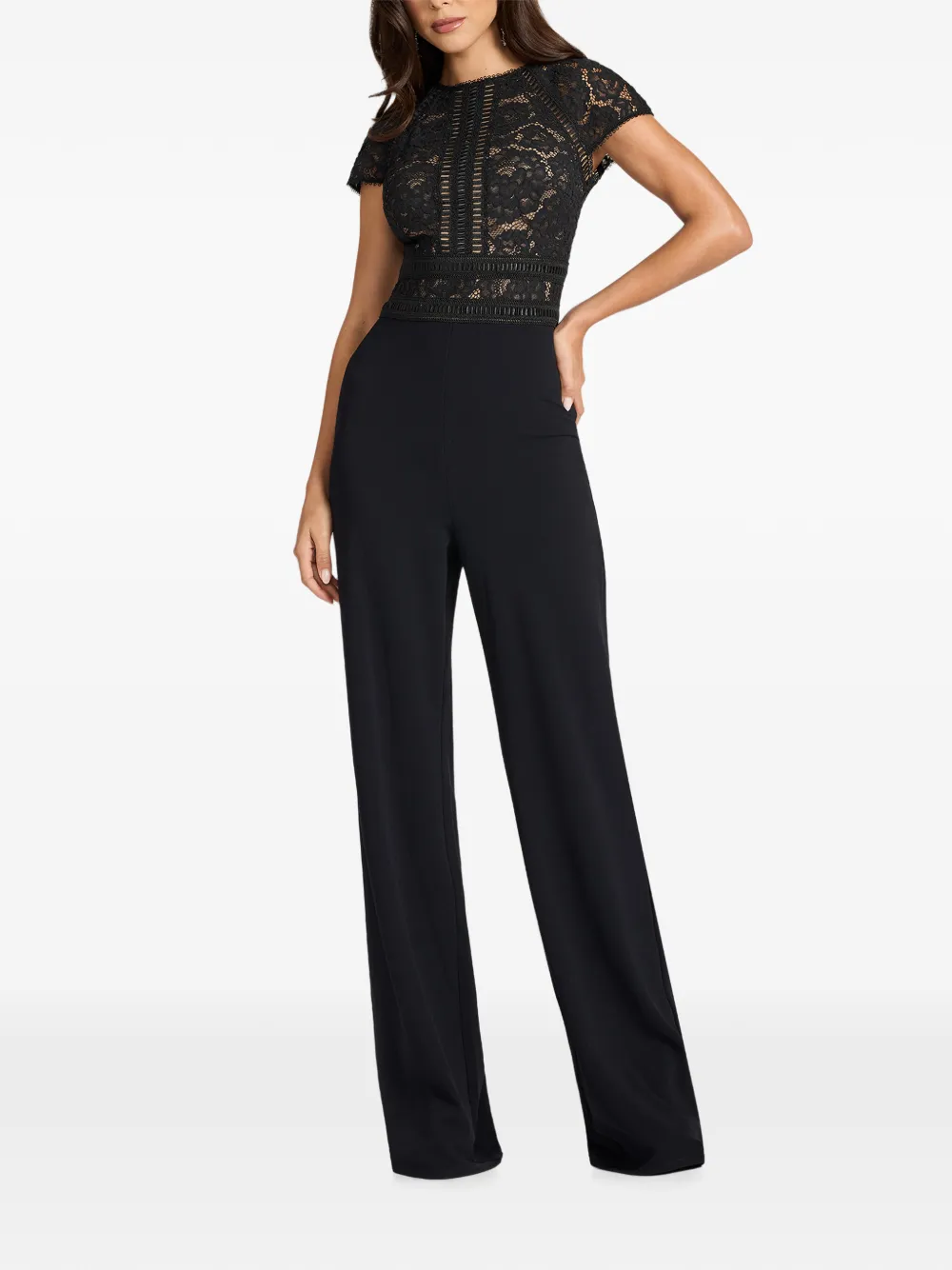 Tadashi Shoji Cyran jumpsuit met kanten vlakken Zwart