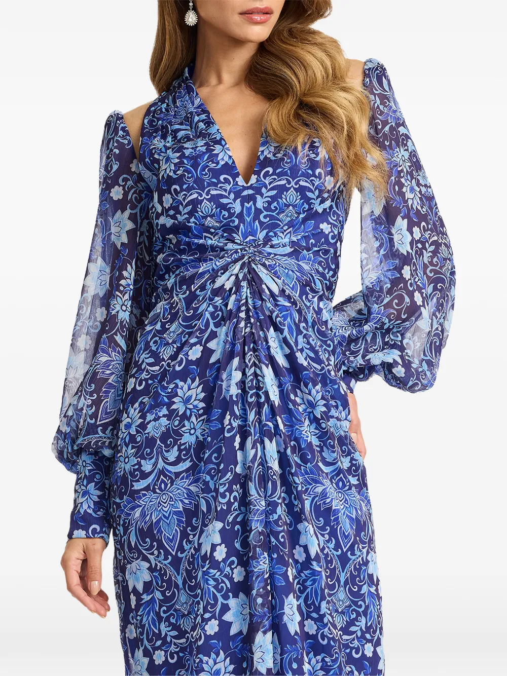 Tadashi Shoji Midi-jurk met bloemenprint Blauw