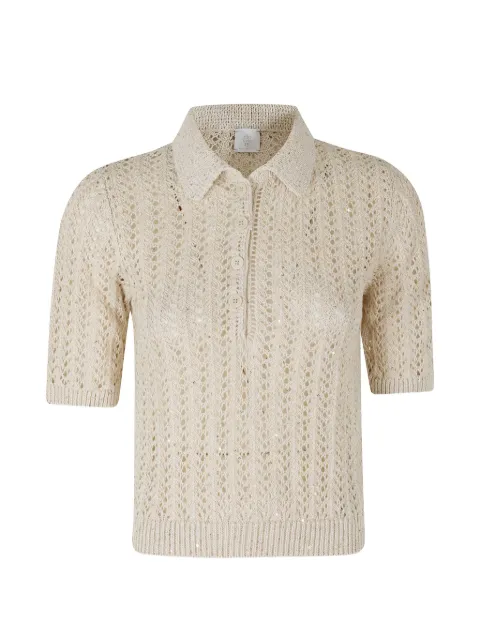 Eleventy sequin-embellished open-knit polo top