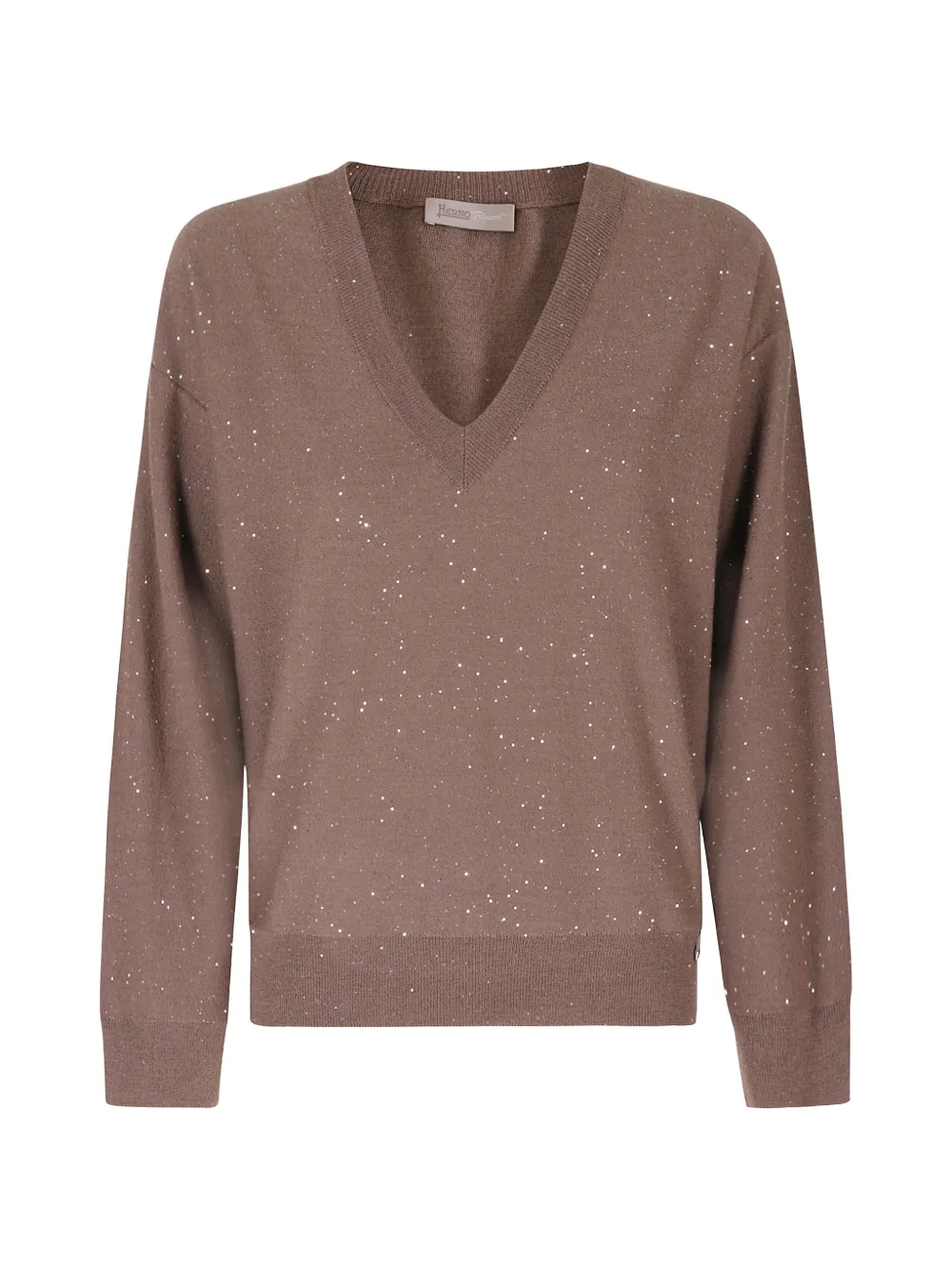 Herno sequin-embellished V-neck sweater - Braun