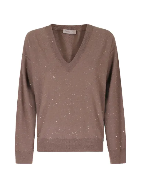 Herno sequin-embellished V-neck sweater