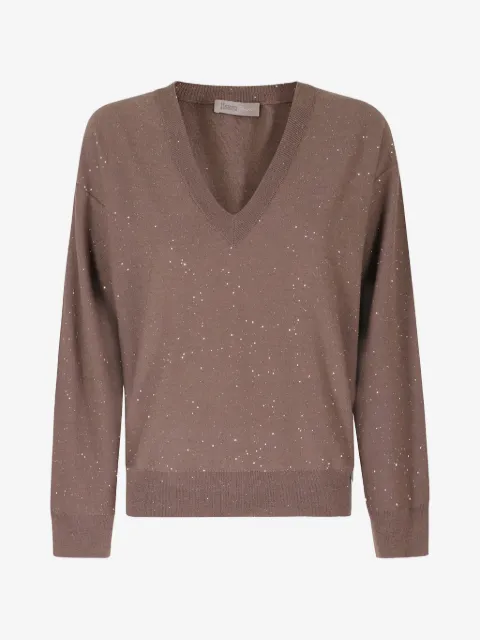 Herno sequin-embellished V-neck sweater