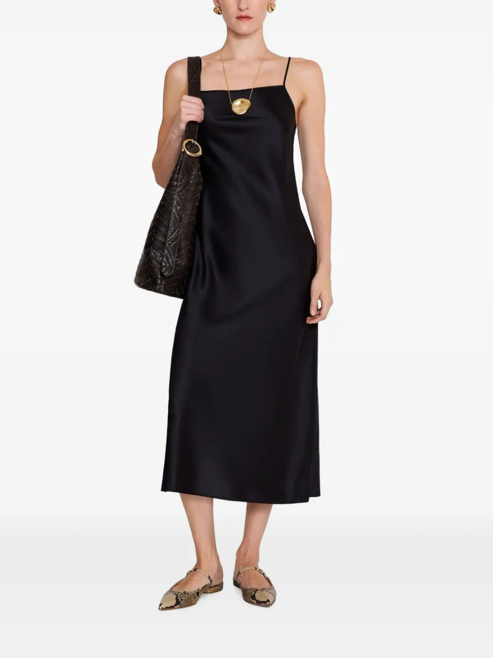 JOSEPH Cloe spaghetti-strap midi dress Zwart