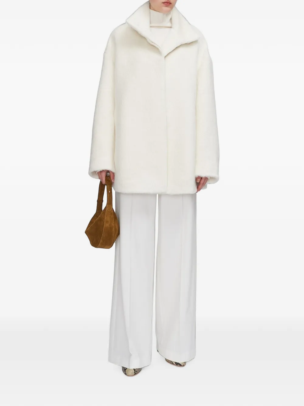 JOSEPH Melda funnel-neck coat Wit