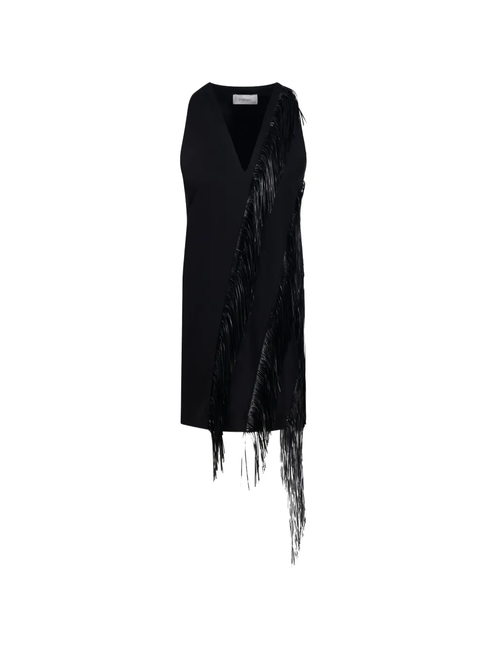 Sportmax Spxgalosce fringe-trimmed sleeveless mini dress - Nero