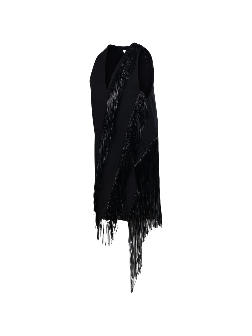 Sportmax Fringed Twill Mini Dress in Black, view 3