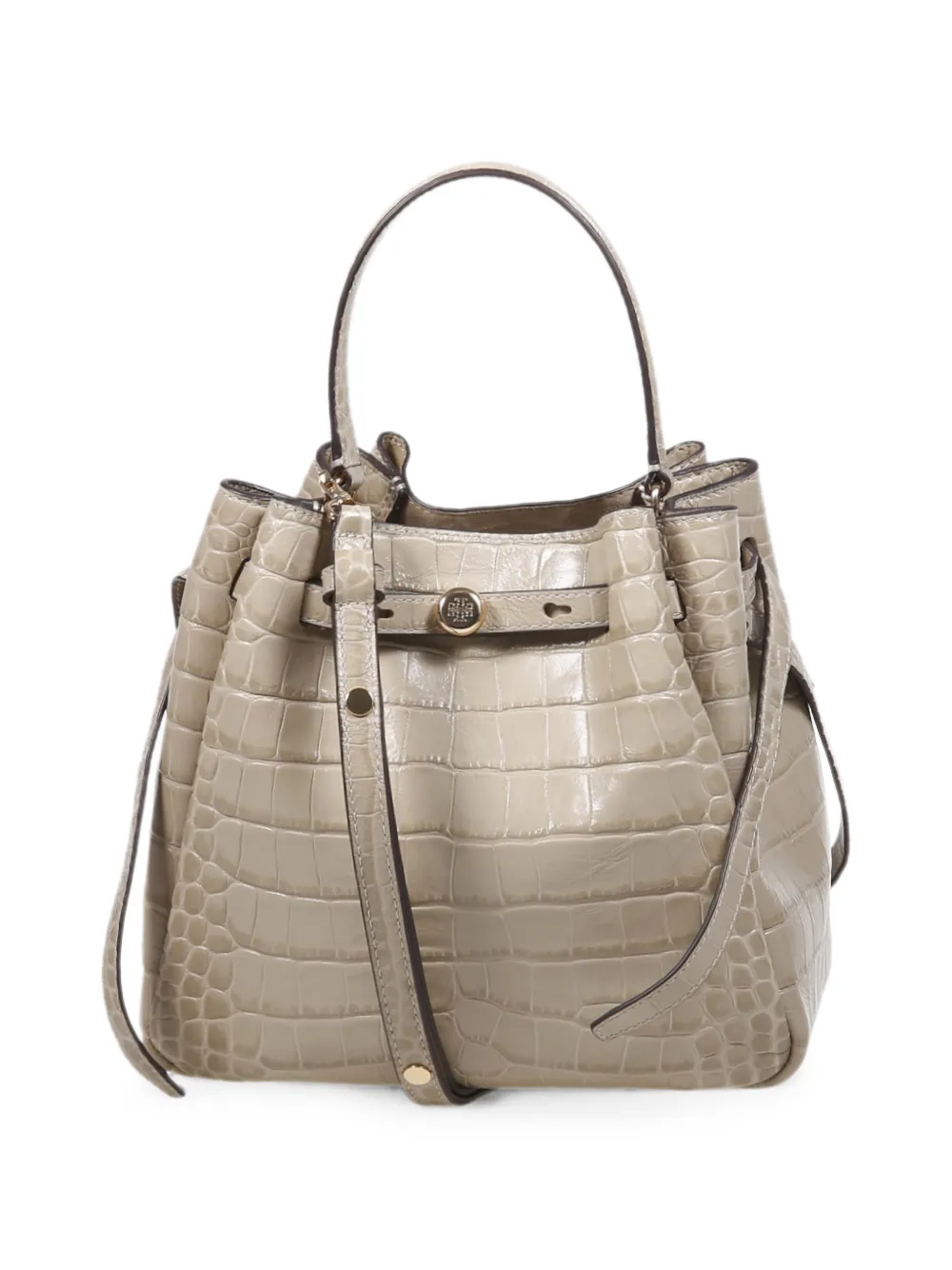 Tory Burch Romy kleine shopper met krokodillen-effect Beige