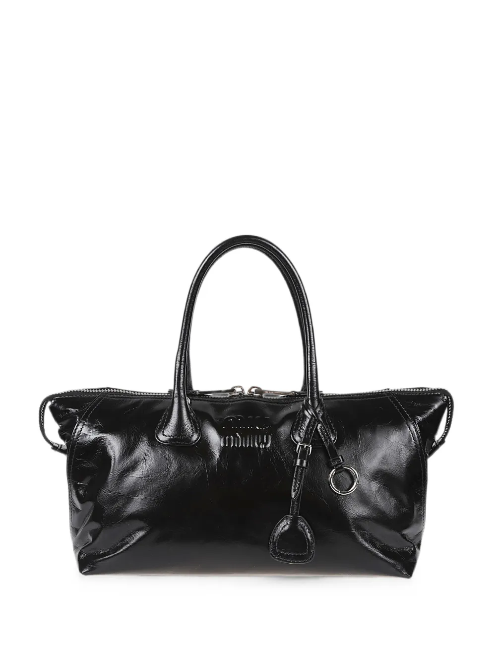 Miu Miu logo-embossed leather tote bag - Nero