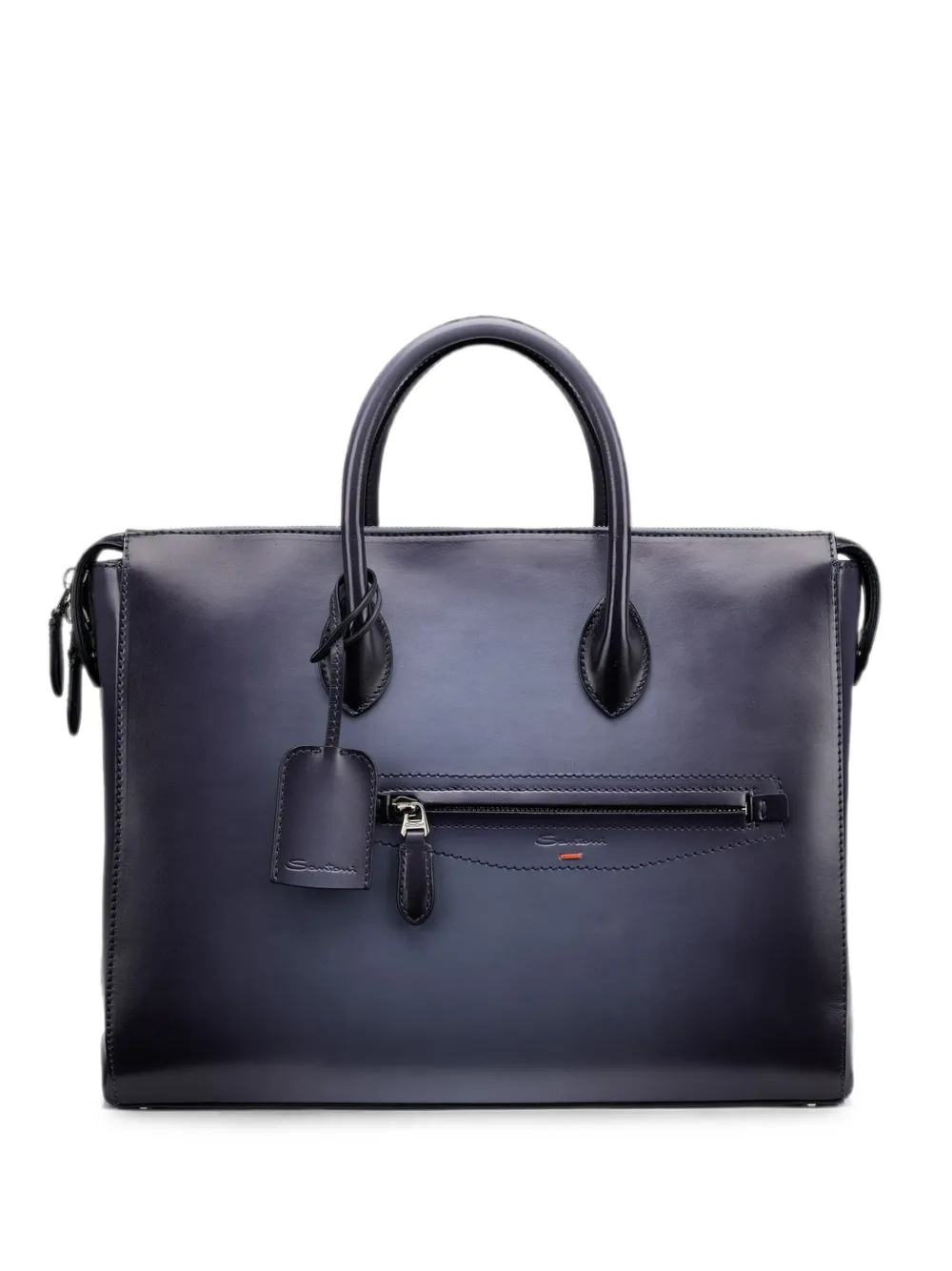 Santoni logo-plaque zip-fastening laptop bag - Blau