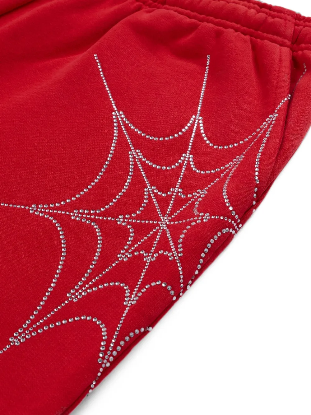 SP5DER Trainingsbroek verfraaid met stras en spinneweb Rood