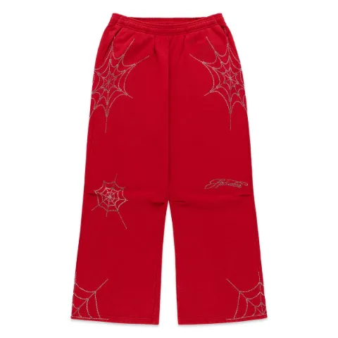 SP5DER rhinestone-embellished spider-web track pants