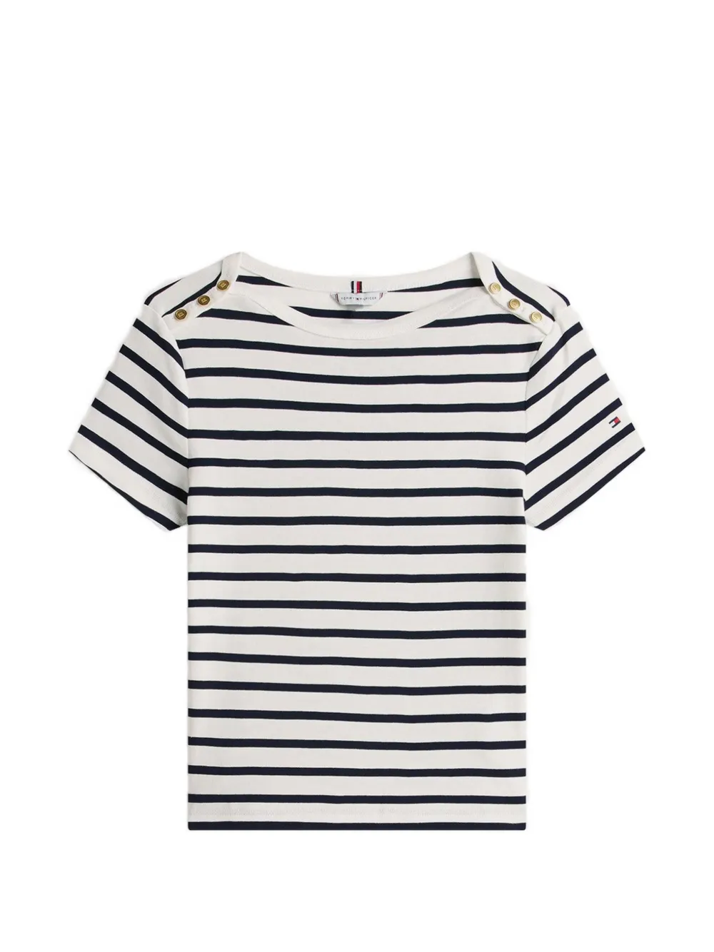 Tommy Hilfiger striped button-detail T-shirt - Weiß