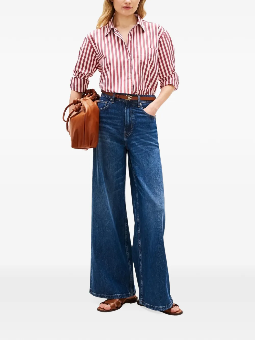Tommy Hilfiger Gestreept katoenen overhemd Rood