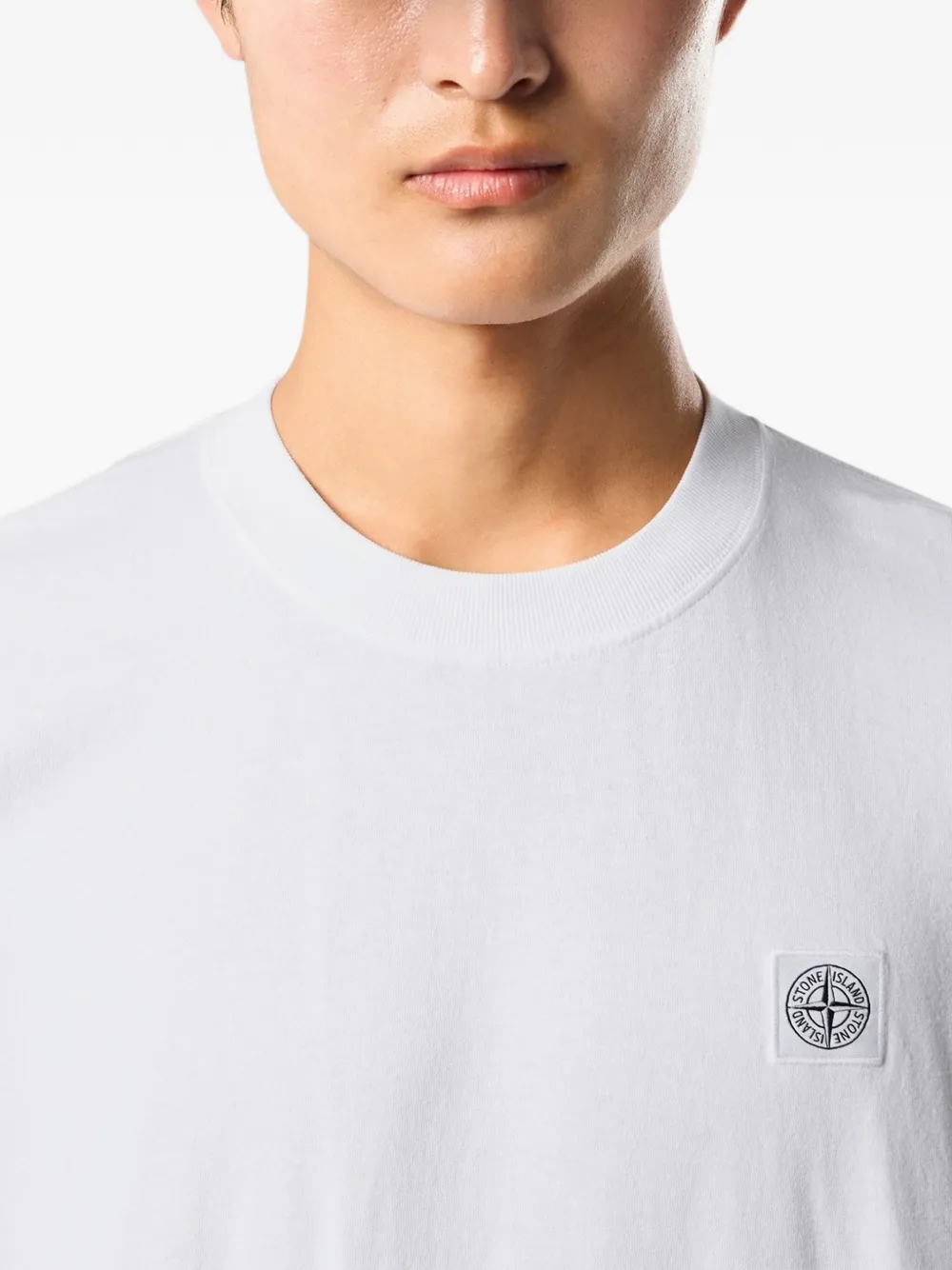 Stone Island T-shirt met logopatch en lange mouwen Wit