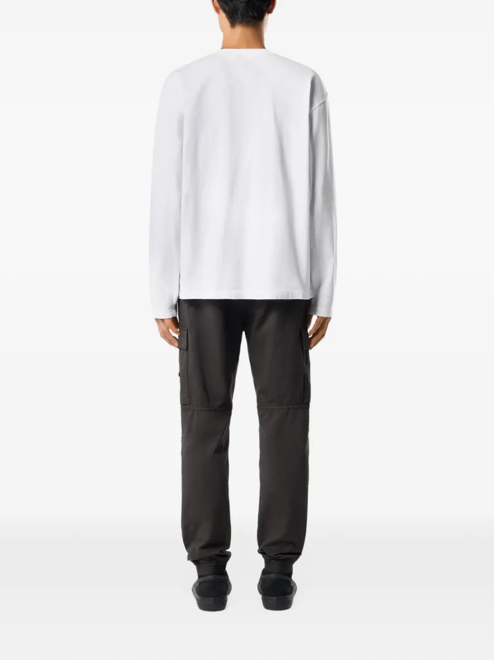 Stone Island T-shirt met logopatch en lange mouwen Wit
