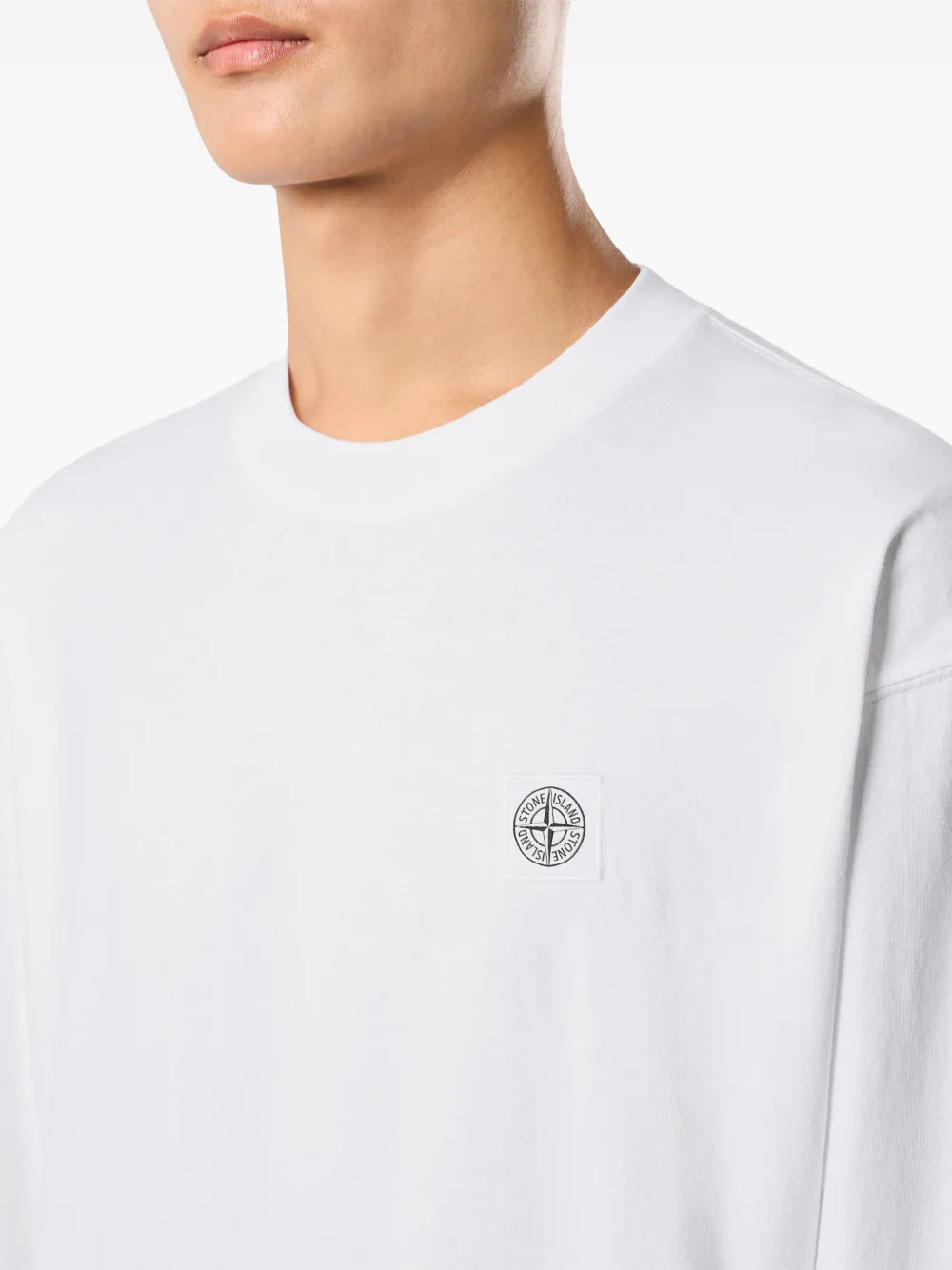 Stone Island T-shirt met logopatch en lange mouwen Wit