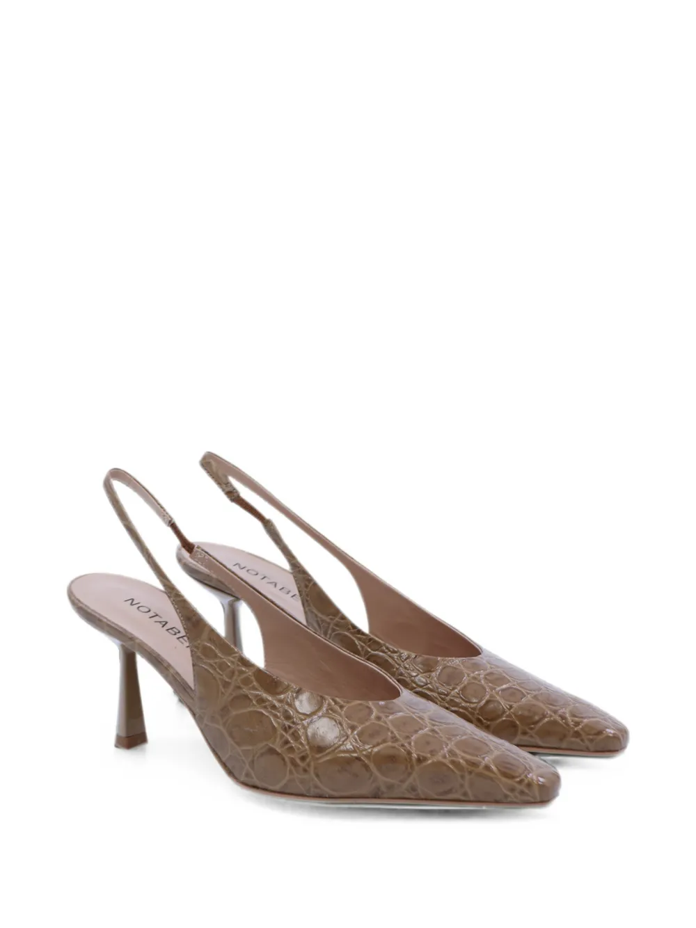 Notabene Emmely crocodile-embossed slingback pumps Beige