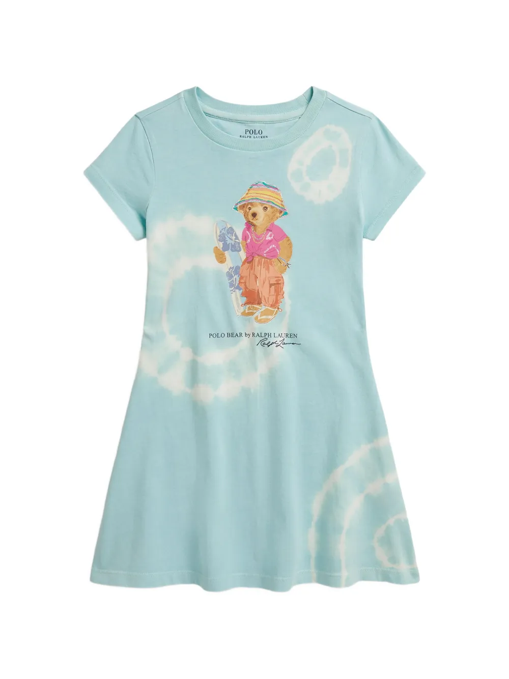 POLO RALPH LAUREN KIDS robe Polo Bear à manches courtes délavée - Bleu
