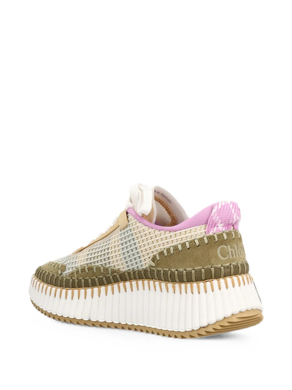 Chloé Nama whipstitched mesh sneakers Beige
