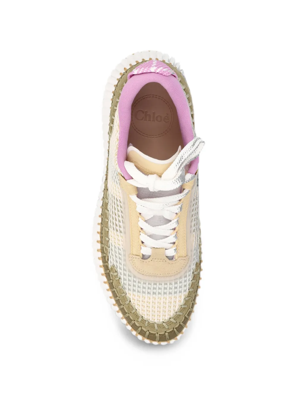 Chloé Nama whipstitched mesh sneakers Beige