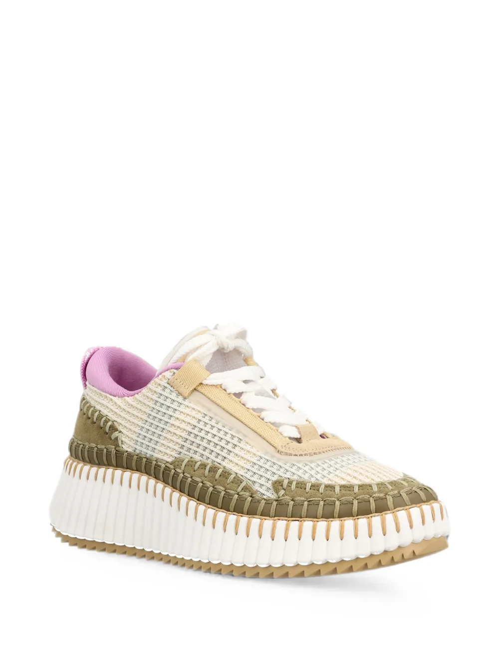 Chloé Nama whipstitched mesh sneakers Beige