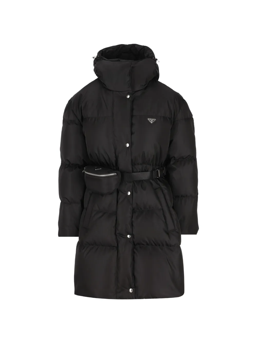 Prada Re-Nylon belted padded coat - Nero