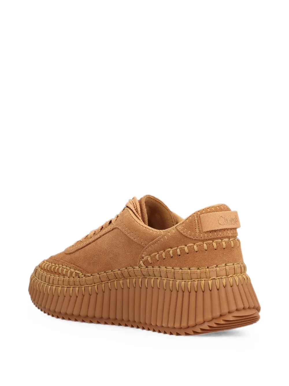Chloé Nama hand-stitched suede sneakers Beige