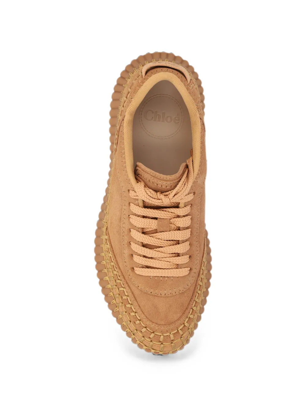 Chloé Nama hand-stitched suede sneakers Beige
