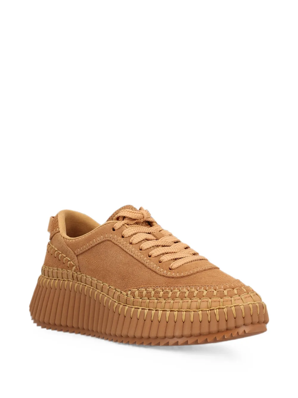 Chloé Nama hand-stitched suede sneakers Beige