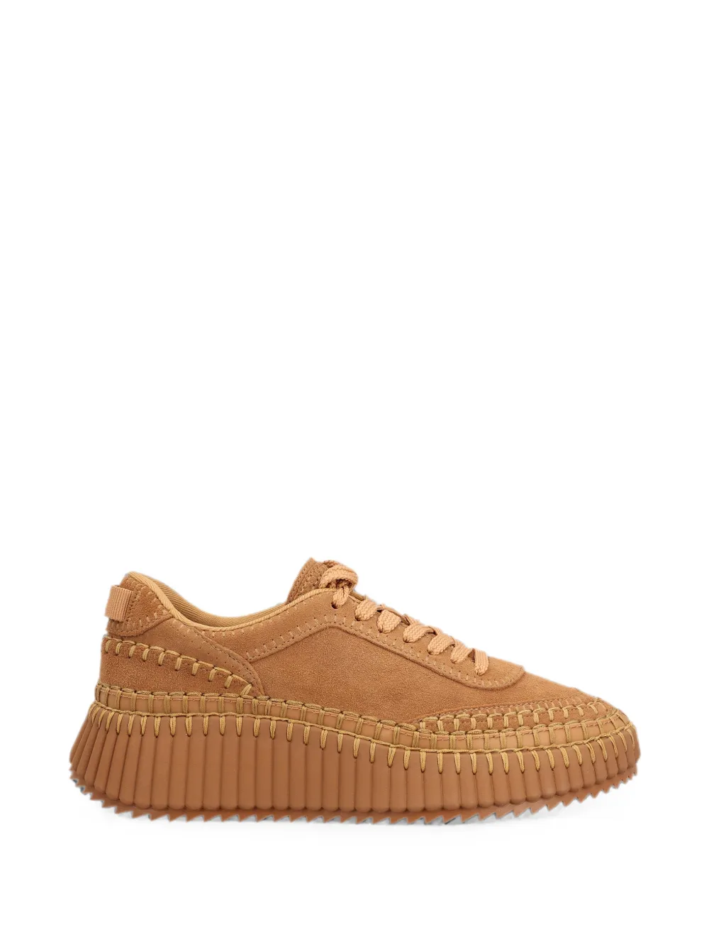 Chloé Nama hand-stitched suede sneakers Beige