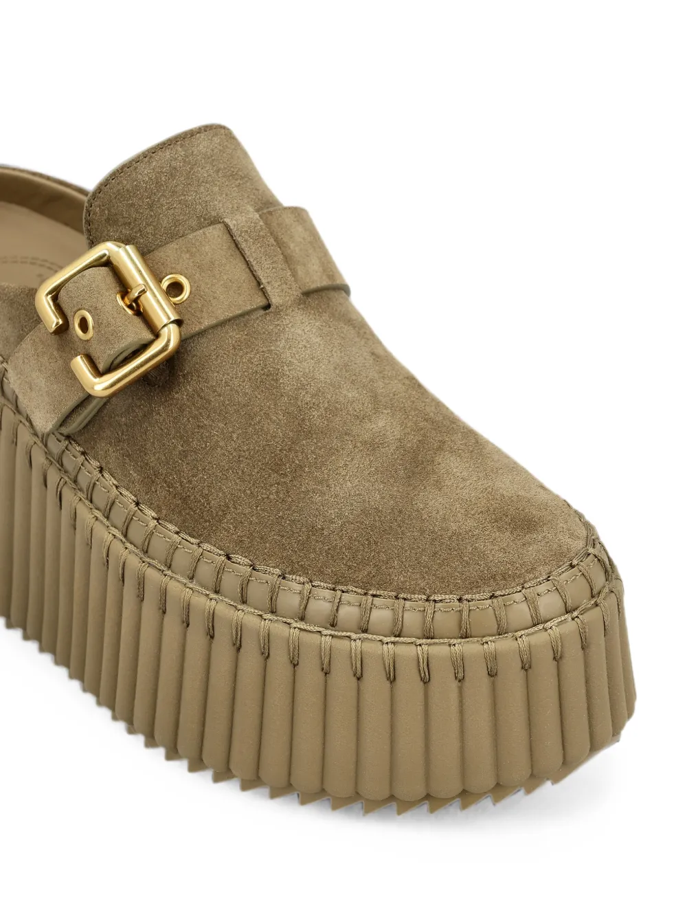 Chloé Nama buckle saddle-stitched mules Beige